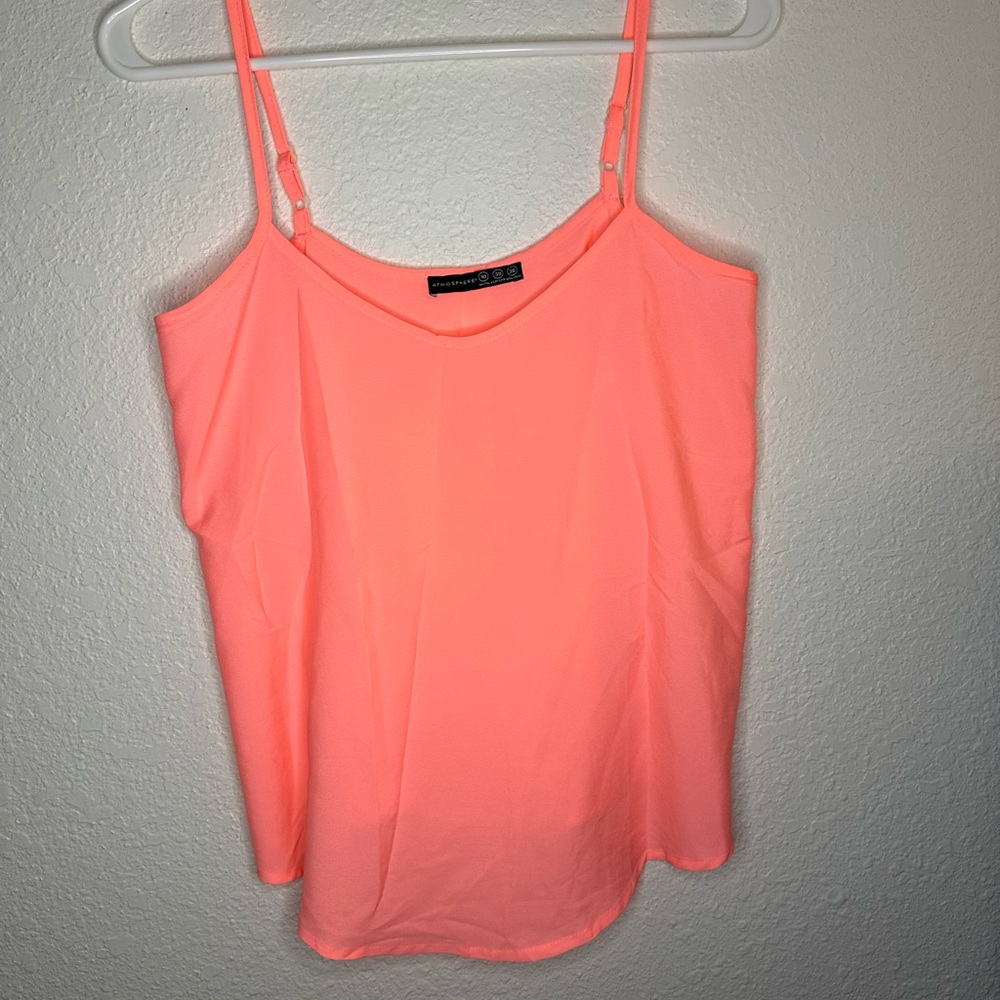 Atmosphere Women's Neon Coral Spaghetti Strap Tank Top with adjustable straps